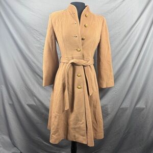 VTG Montello By New England Macintosh Women’s Long Wool Coat Brown Button SZ 6